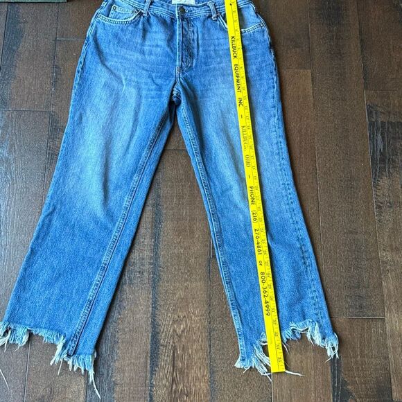 We the free raw hem jeans women’s size 27 baggy leg button fly fringe - Picture 6 of 9
